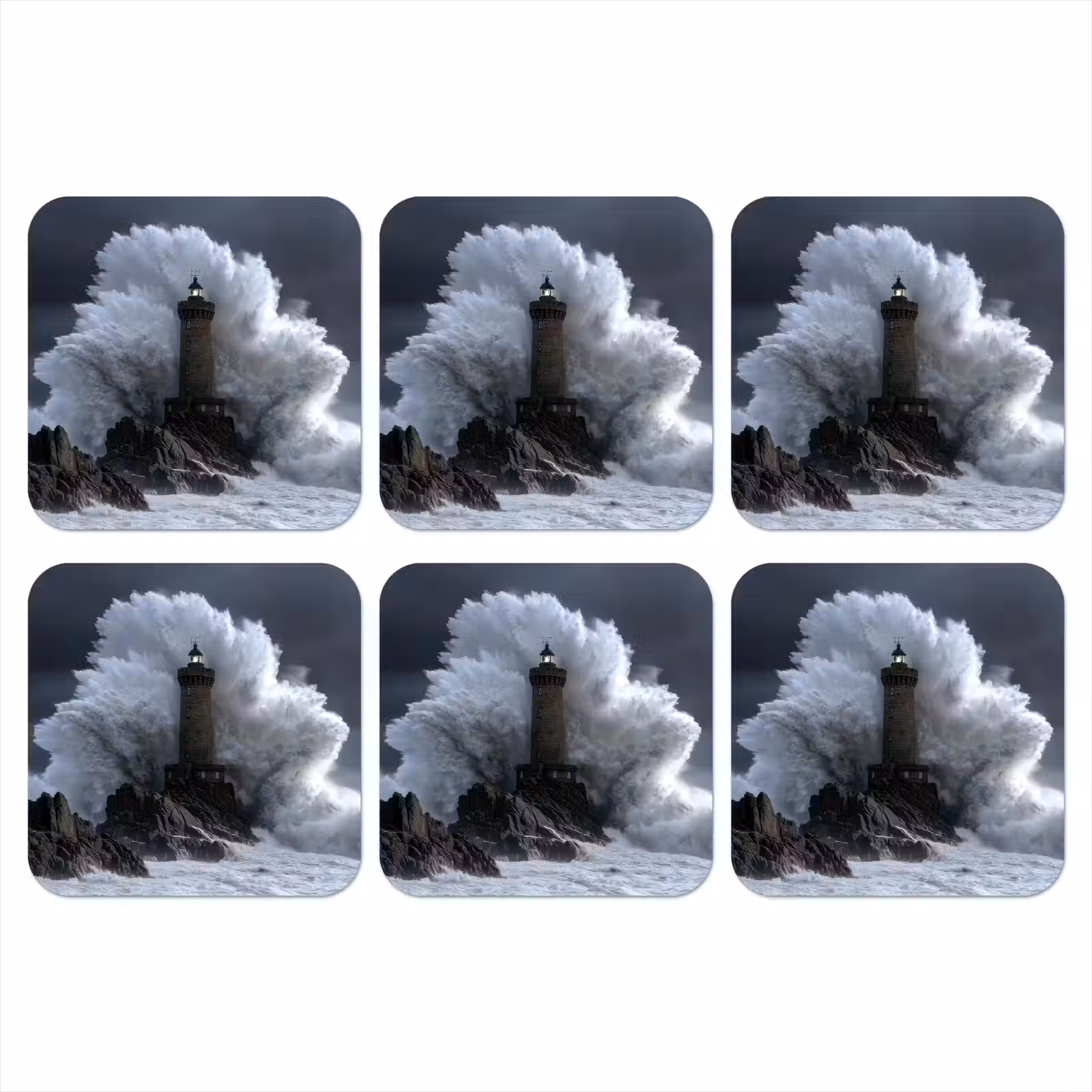 Onderzetter - Golf - Vuurtoren - Schuimend water — 1