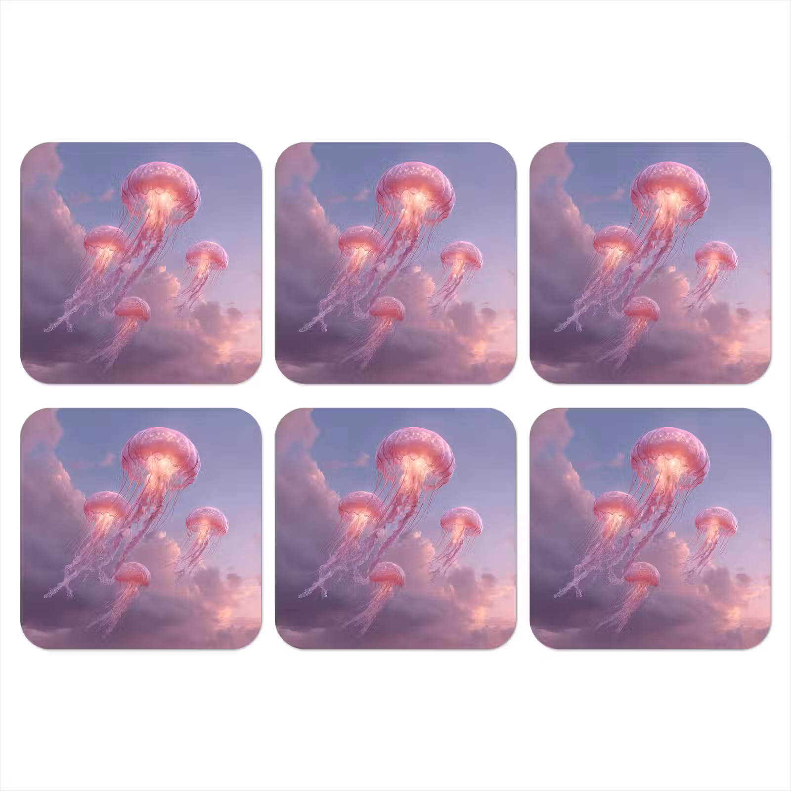 Onderzetter - Kwallen - Roze - Wolken — 1
