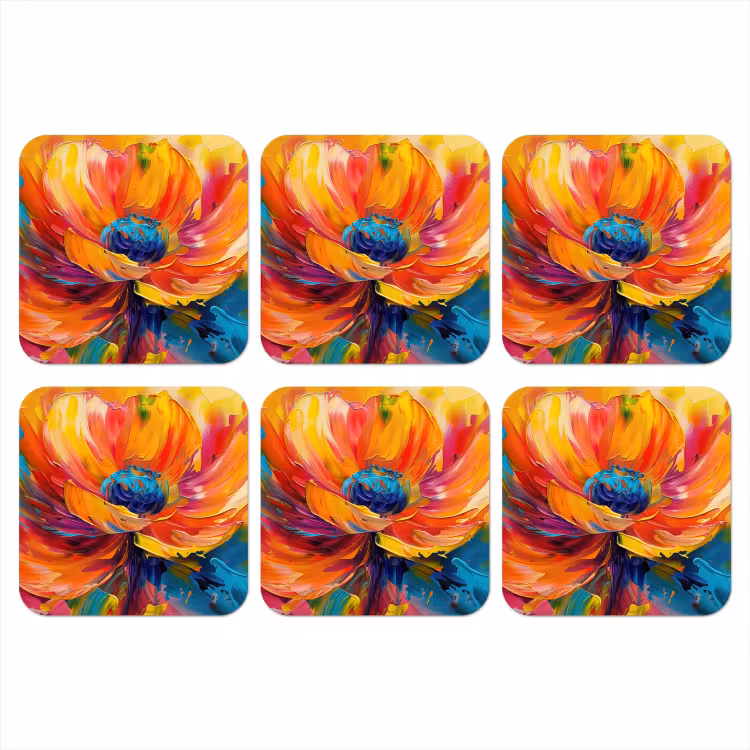 Onderzetter - Bloem - Verflook - Modern - Abstract - Kleuren — 1