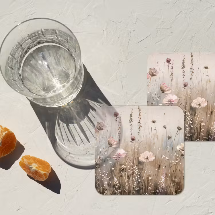 Onderzetter - Bloemen - Roze - Modern - Beige — 3