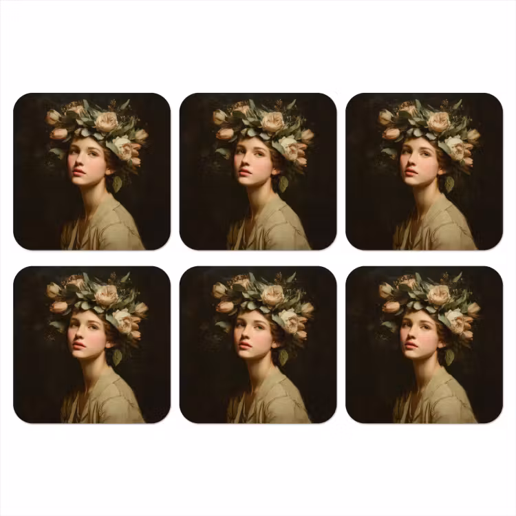 Onderzetter - Bloemenstilte - Vrouw - Portret — 1