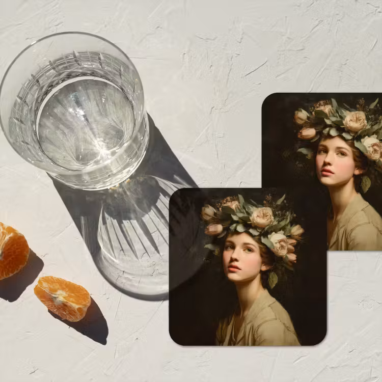 Onderzetter - Bloemenstilte - Vrouw - Portret — 3