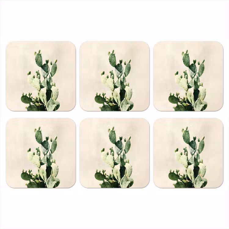 Onderzetter - Cactus - Groen - Minimalistisch — 1