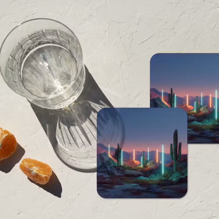 Onderzetter - Cactus - Lichtzuilen - Zonsondergang — 3
