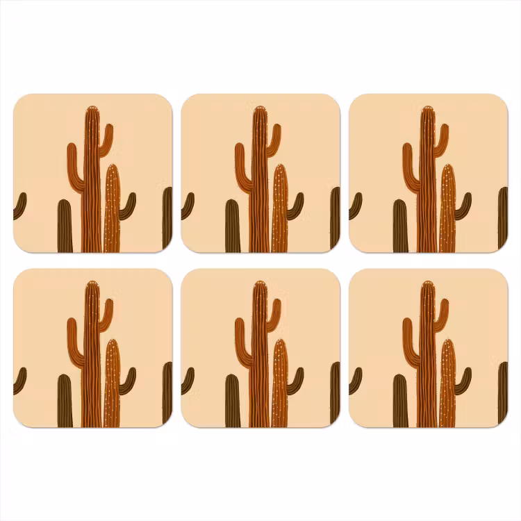 Onderzetter - Cactus - Woestijn - Zand - Bruin — 1