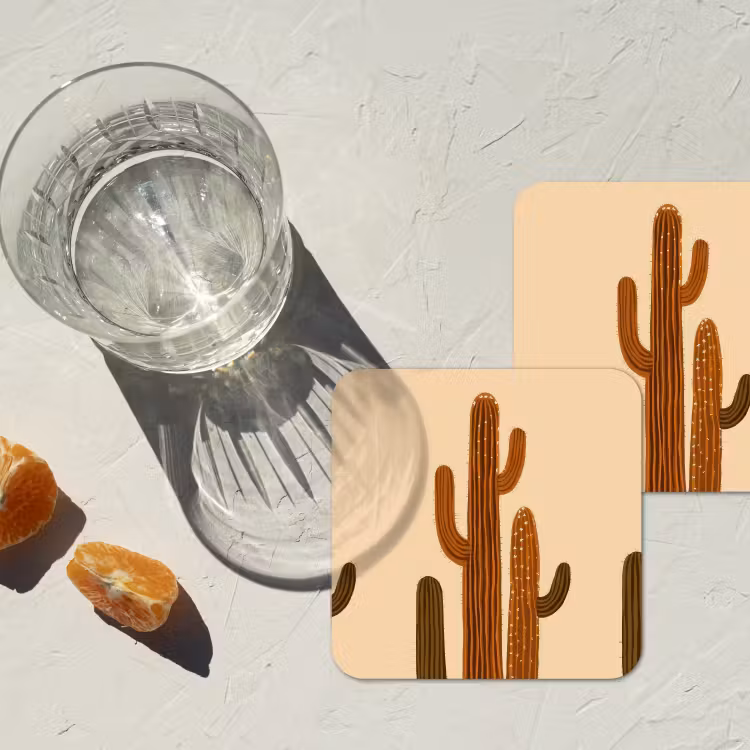 Onderzetter - Cactus - Woestijn - Zand - Bruin — 3