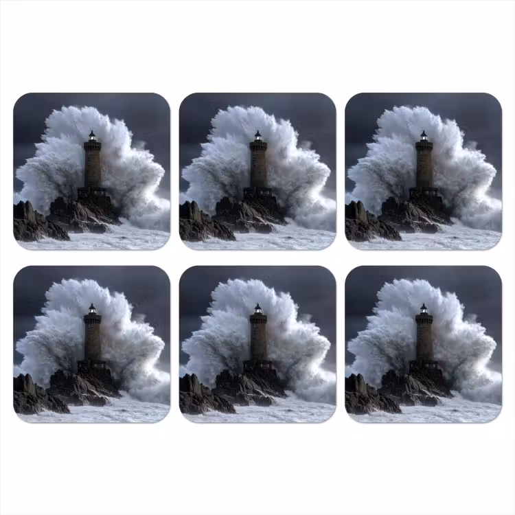Onderzetter - Golf - Vuurtoren - Schuimend water — 1