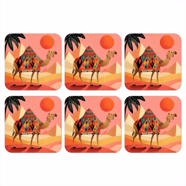 Onderzetter​ - Kameel - Pyramides - Rode zon — 1