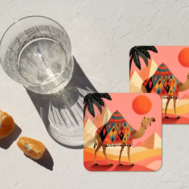 Onderzetter​ - Kameel - Pyramides - Rode zon — 3
