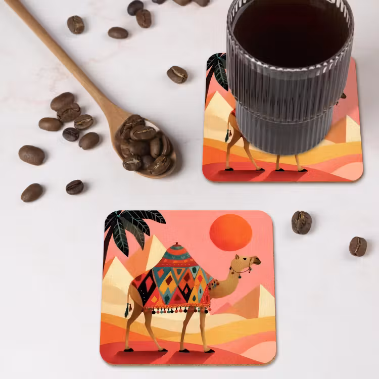 Onderzetter​ - Kameel - Pyramides - Rode zon — 4