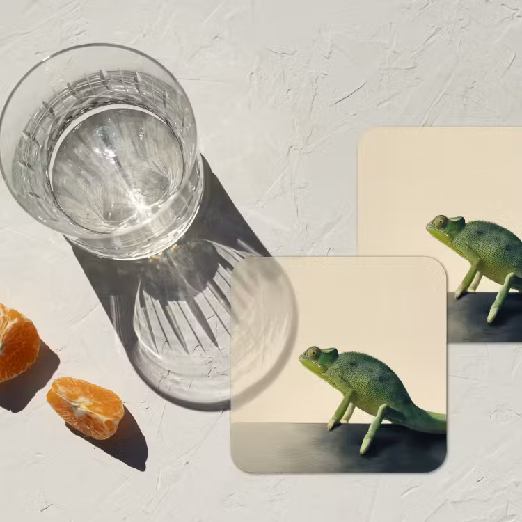 Onderzetter - Kameleon - Groen - Minimalistisch — 3