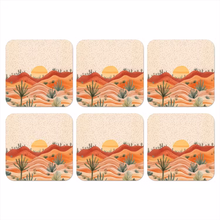Onderzetter - Landschap - Heuvels - Zonsondergang — 1
