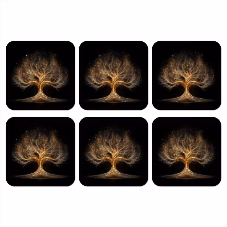 Onderzetter - Lichtjes - Boom - Abstract - Zwart — 1