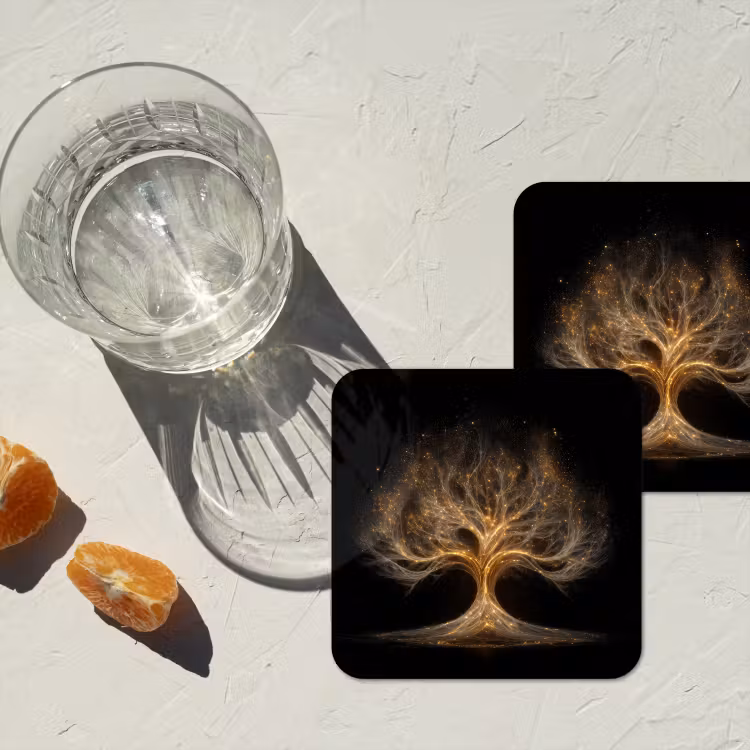 Onderzetter - Lichtjes - Boom - Abstract - Zwart — 3