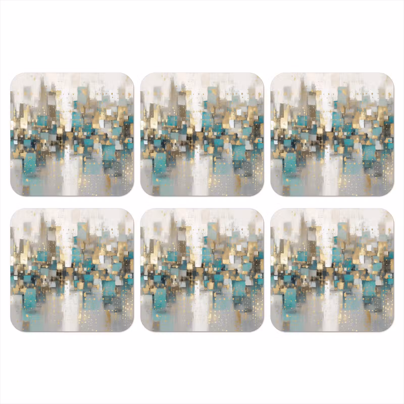 Onderzetter - Abstract - Blokken - Goud - Skyline — 1