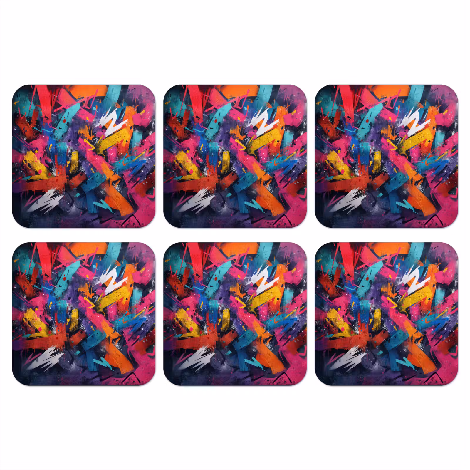 Onderzetter - Abstract - Explosie - Neonkleuren — 1