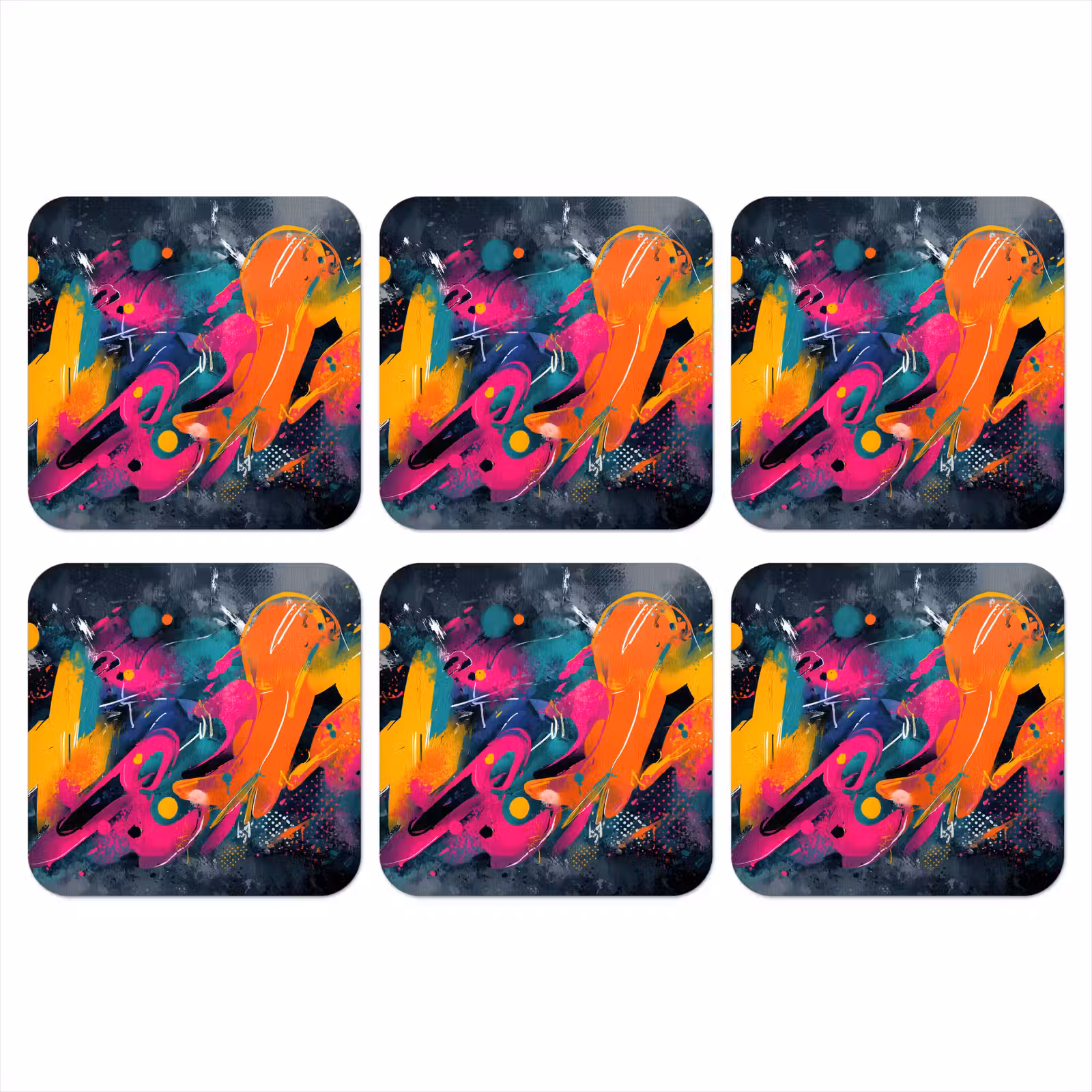 Onderzetter - Abstract - Graffiti - Kleurrijk - Verfspatten — 1