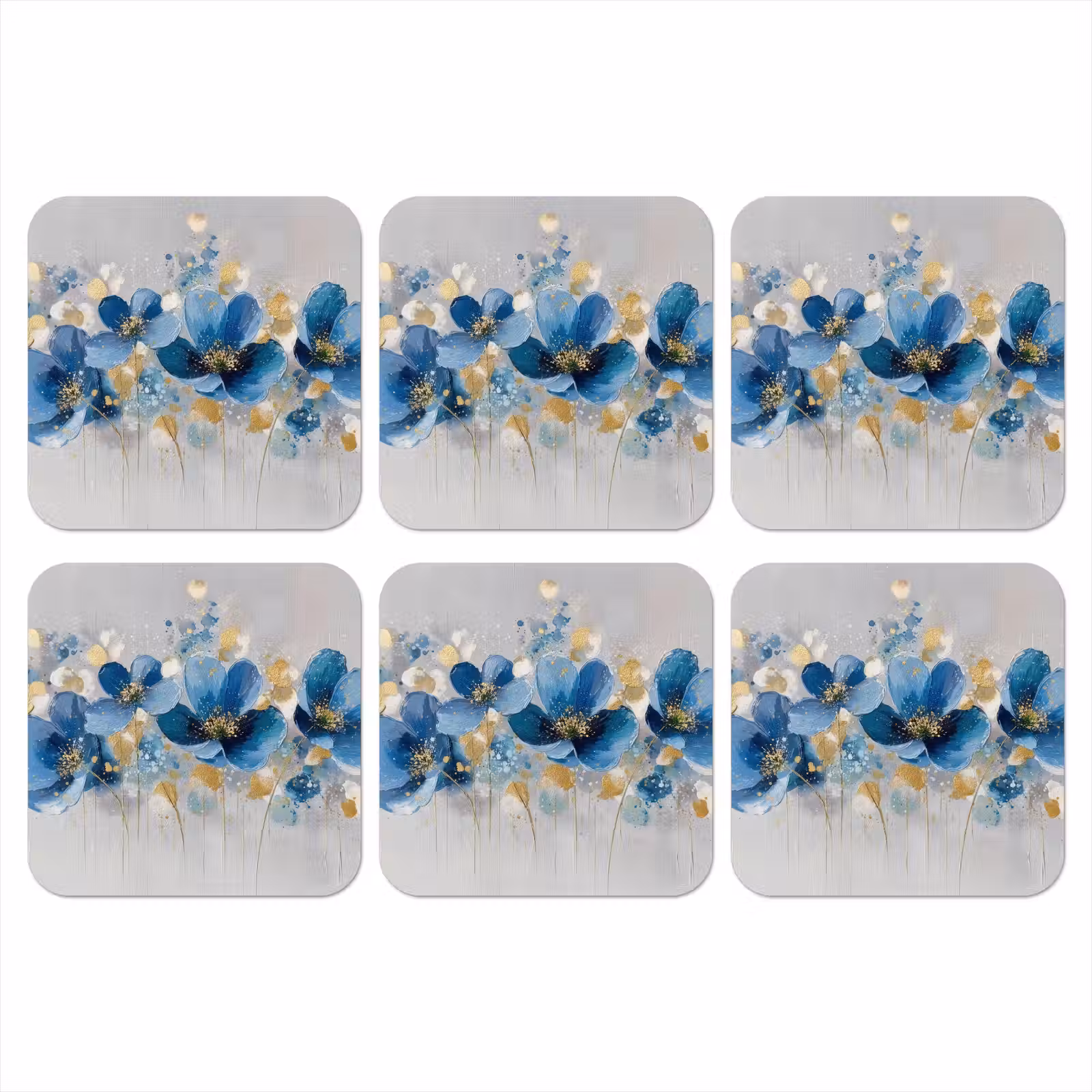 Onderzetter - Bloemen - Blauw - Abstract — 1