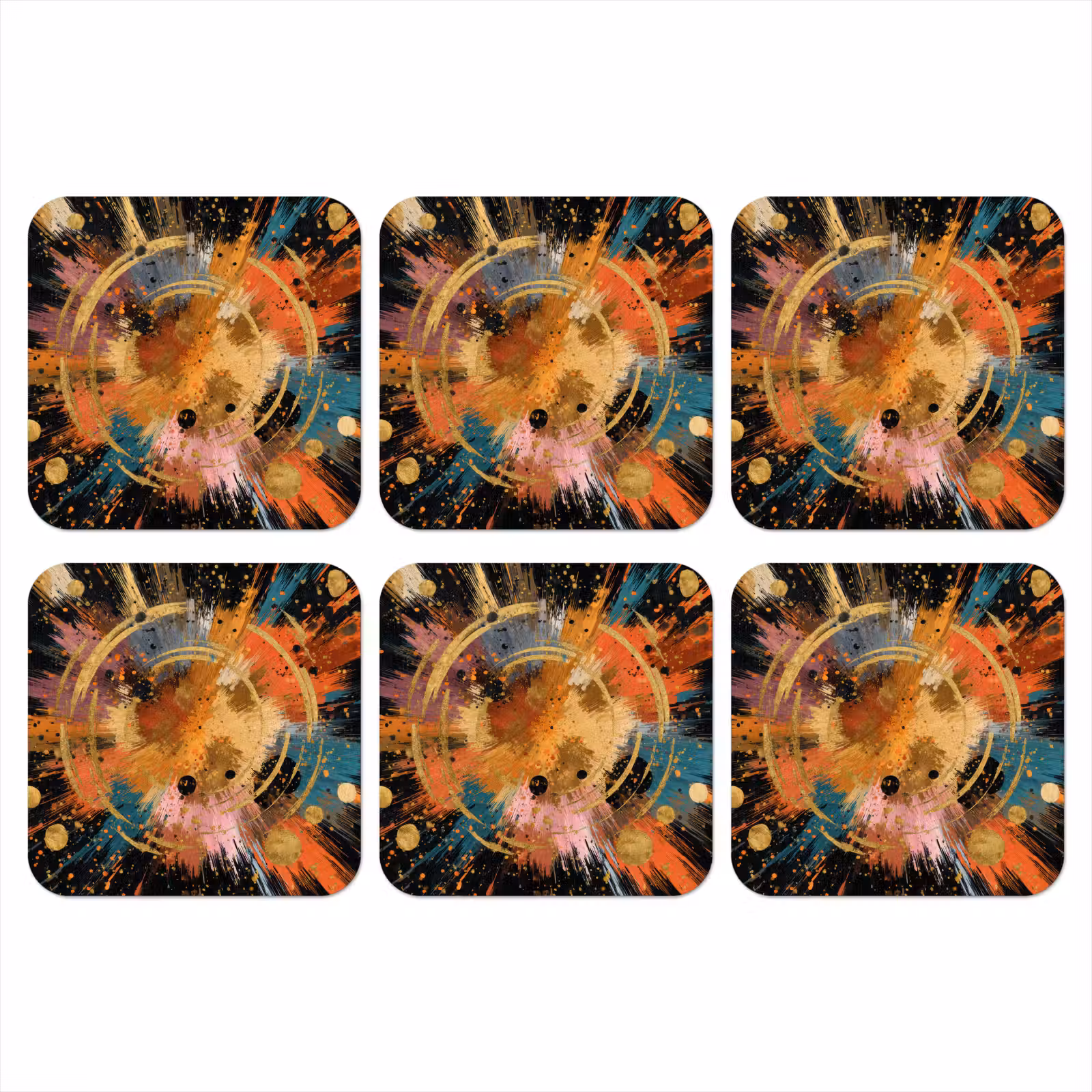 Onderzetter - Explosie - Verfstructuur - Goud - Abstract — 1