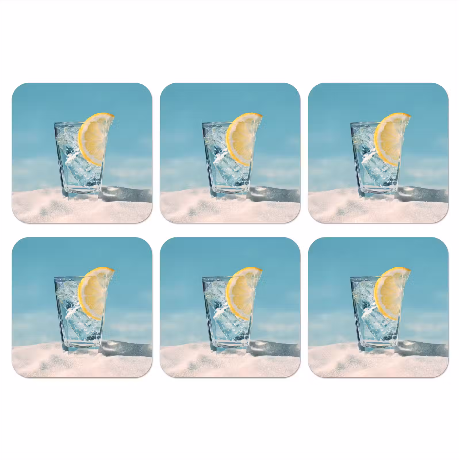 Onderzetter - Glas - ijsblokjes - Citroen — 1