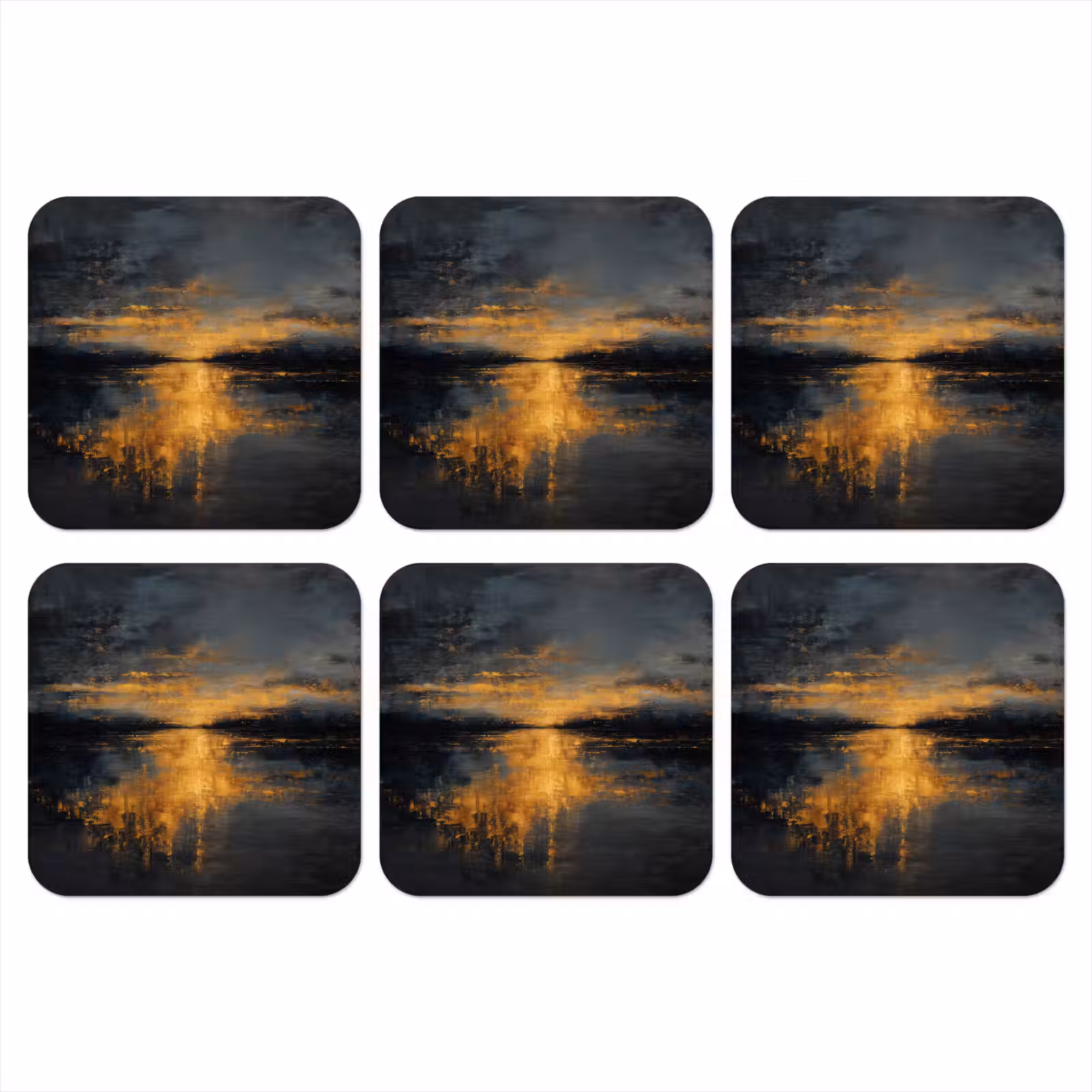 Onderzetter - Gouden Reflectie op Water — 1