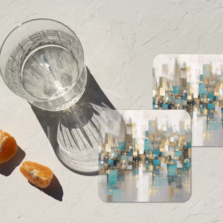 Onderzetter - Abstract - Blokken - Goud - Skyline — 3