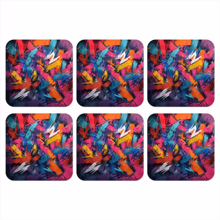 Onderzetter - Abstract - Explosie - Neonkleuren — 1