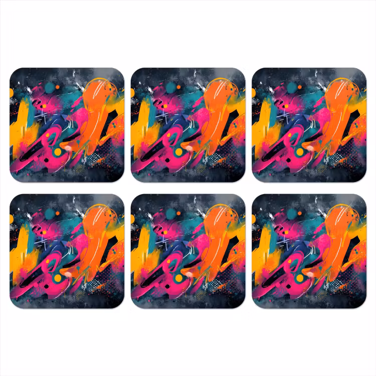 Onderzetter - Abstract - Graffiti - Kleurrijk - Verfspatten — 1