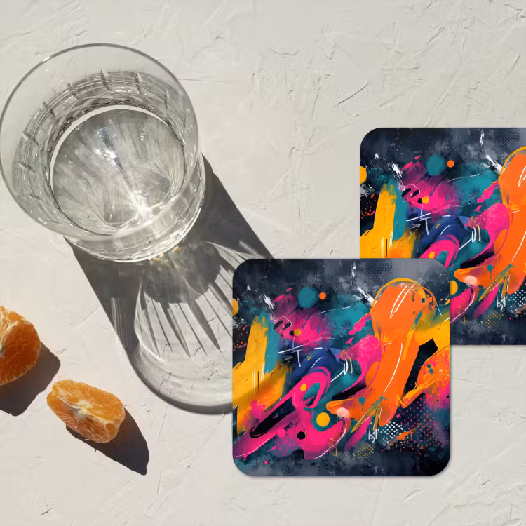 Onderzetter - Abstract - Graffiti - Kleurrijk - Verfspatten — 3