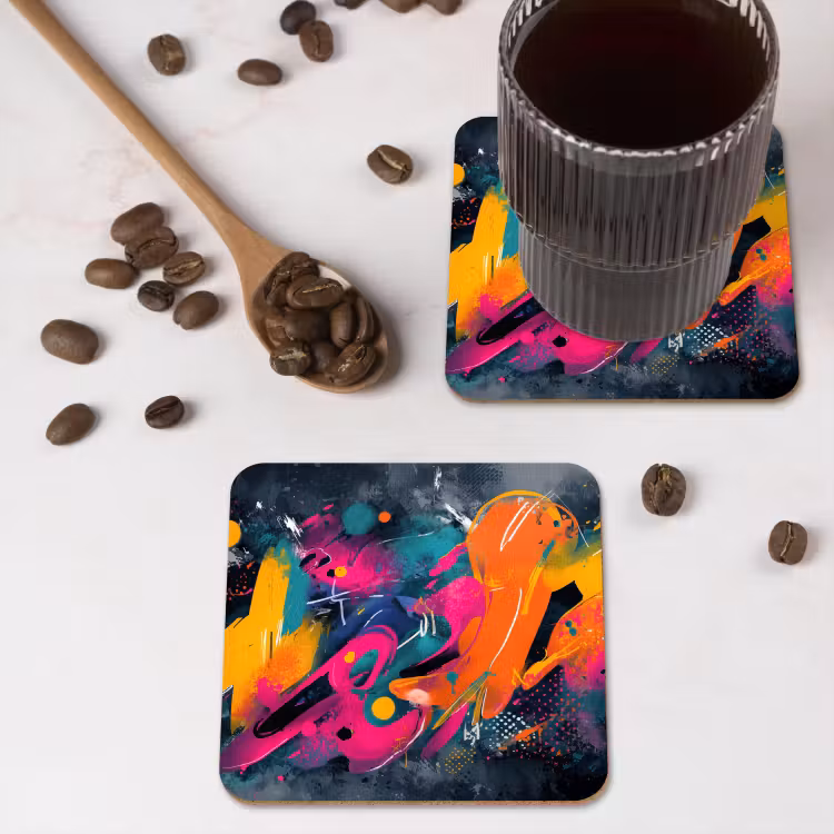 Onderzetter - Abstract - Graffiti - Kleurrijk - Verfspatten — 4