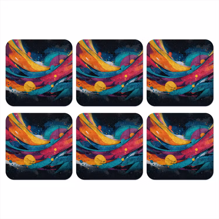Onderzetter - Banen - Golven - Kleurrijk - Abstract — 1