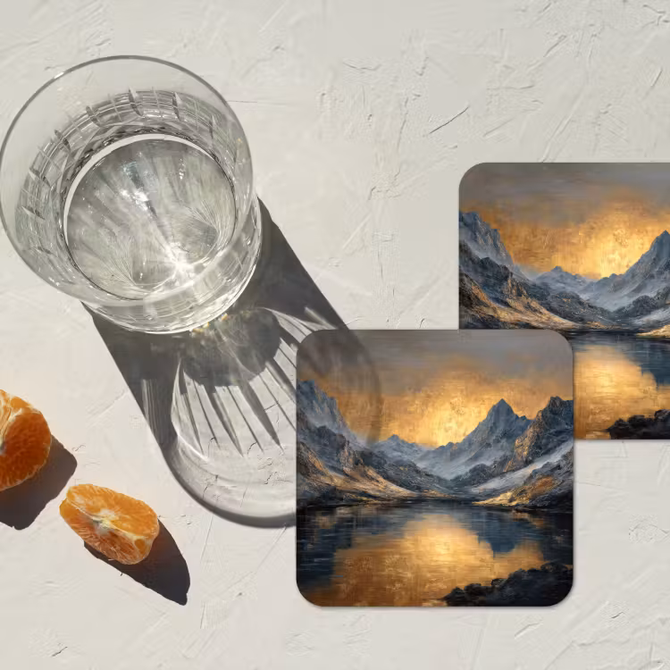 Onderzetter - Berglandschap met Gouden Zonsondergang — 3