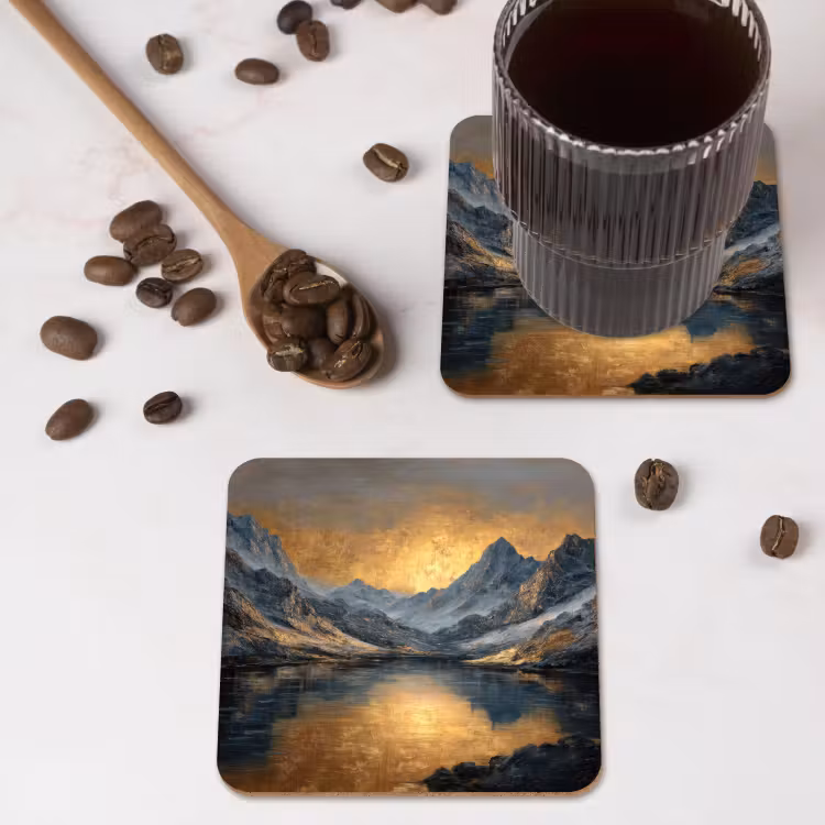 Onderzetter - Berglandschap met Gouden Zonsondergang — 4