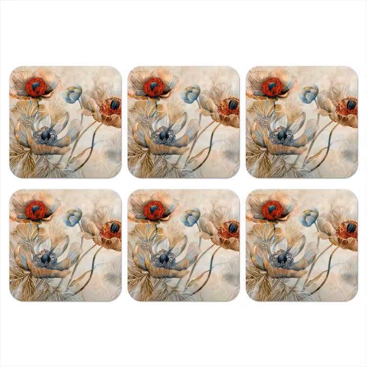 Onderzetter - Bloemen - Beige - Modern - Illustratie — 1