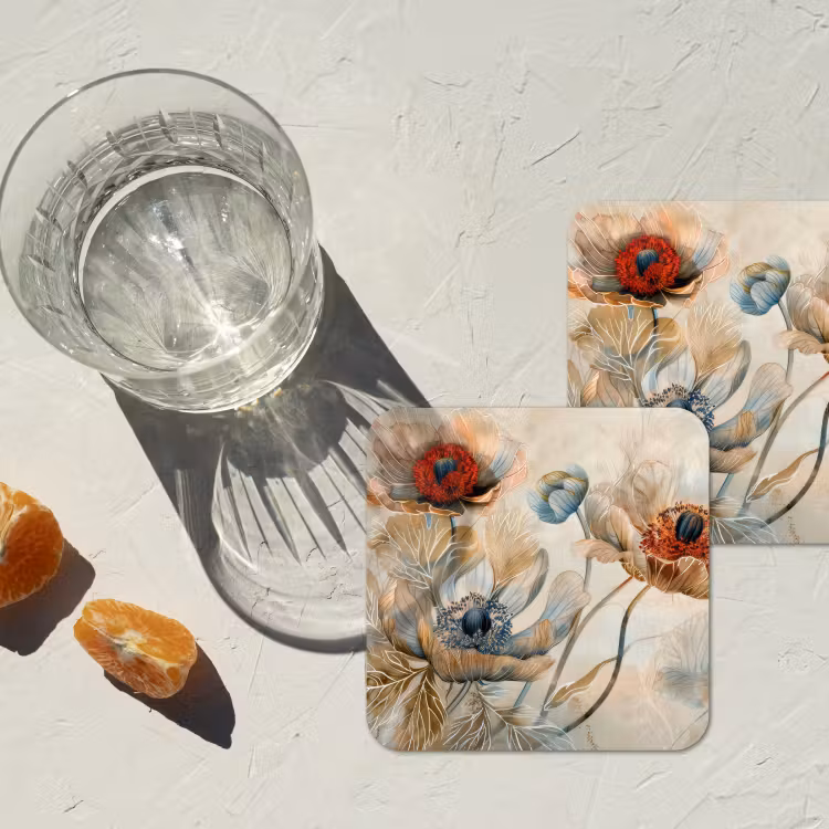 Onderzetter - Bloemen - Beige - Modern - Illustratie — 3