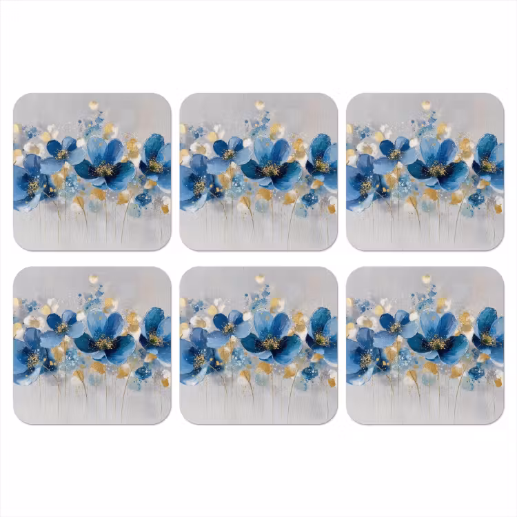 Onderzetter - Bloemen - Blauw - Abstract — 1