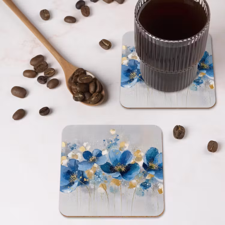 Onderzetter - Bloemen - Blauw - Abstract — 4