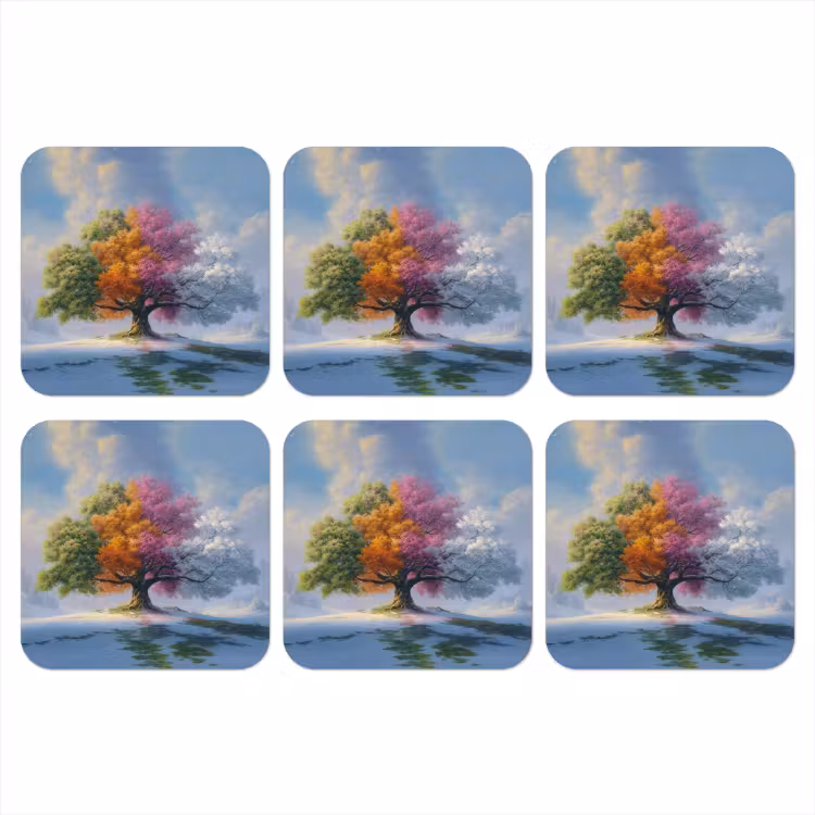 Onderzetter - Boom - Seizoenen - Winter - Landschap — 1