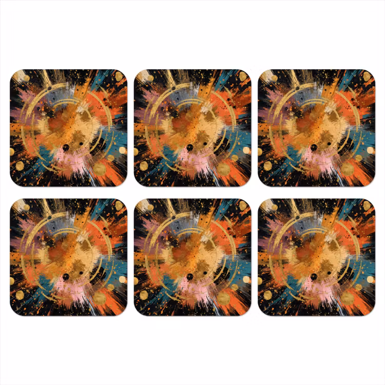 Onderzetter - Explosie - Verfstructuur - Goud - Abstract — 1