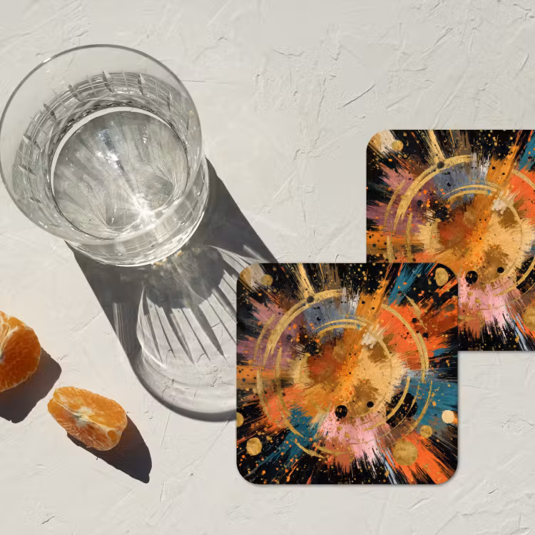 Onderzetter - Explosie - Verfstructuur - Goud - Abstract — 3