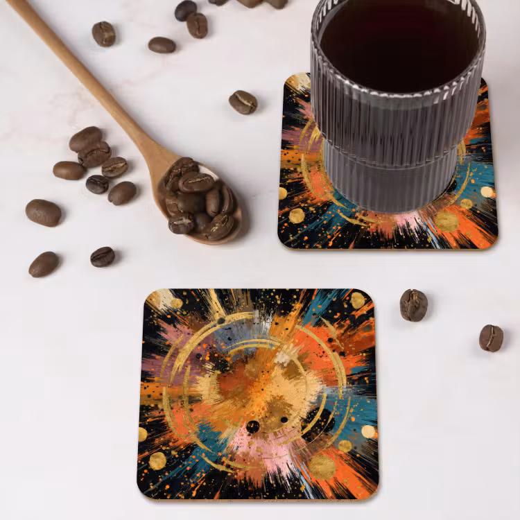 Onderzetter - Explosie - Verfstructuur - Goud - Abstract — 4