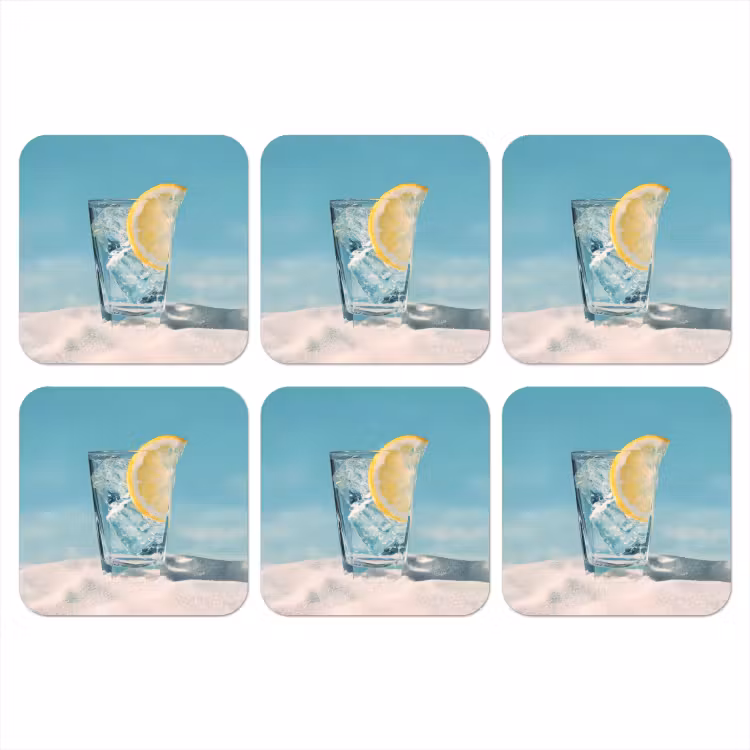 Onderzetter - Glas - ijsblokjes - Citroen — 1
