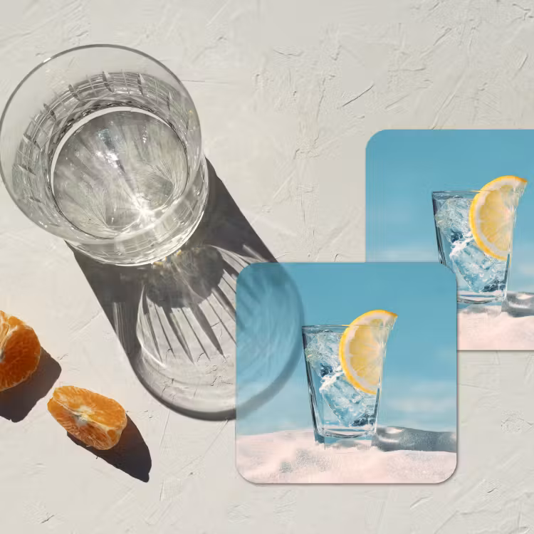 Onderzetter - Glas - ijsblokjes - Citroen — 3