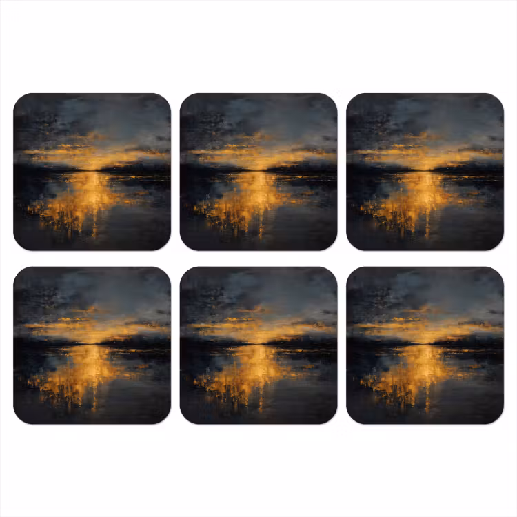 Onderzetter - Gouden Reflectie op Water — 1