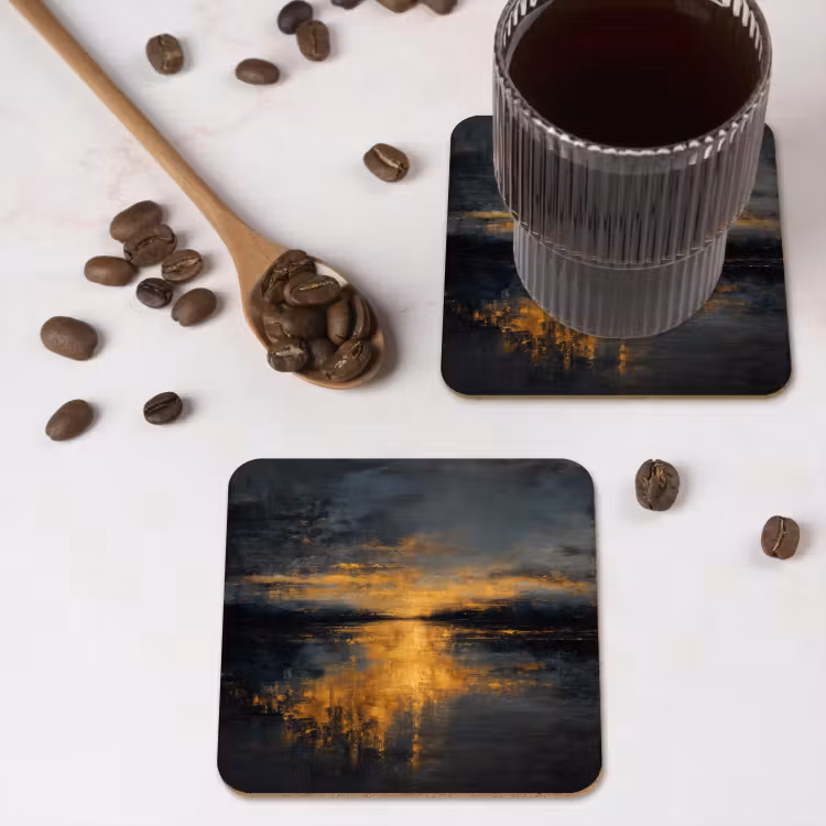 Onderzetter - Gouden Reflectie op Water — 4
