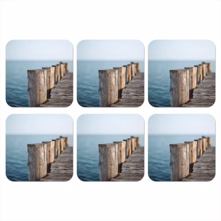 Onderzetter - Houten steiger - Helderblauwe lucht — 1
