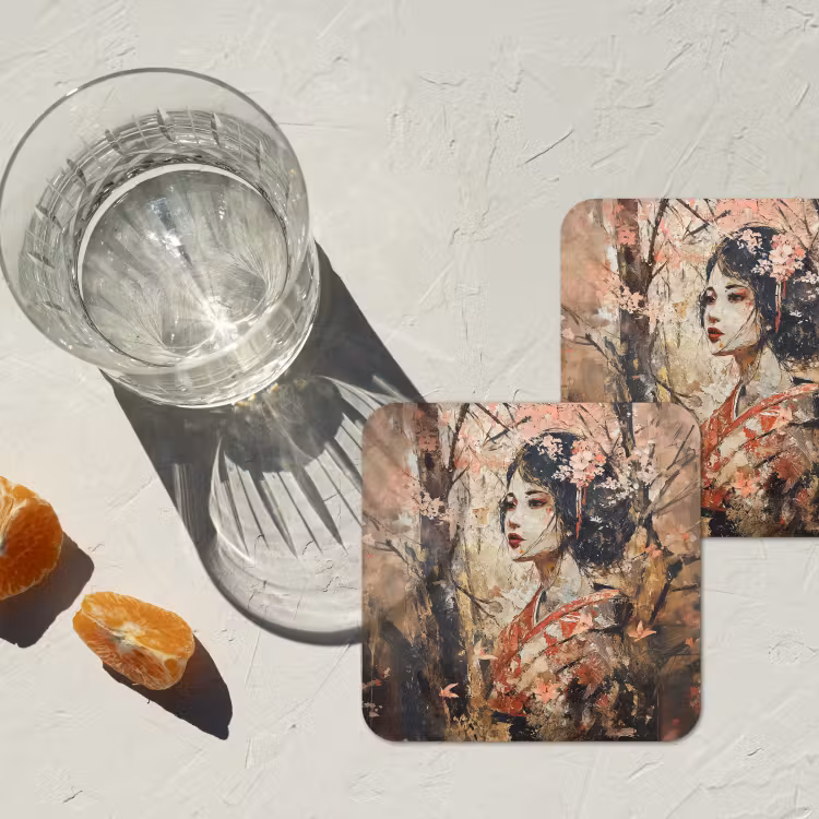 Onderzetter - Kimono - Vrouw - kersenbomen — 3