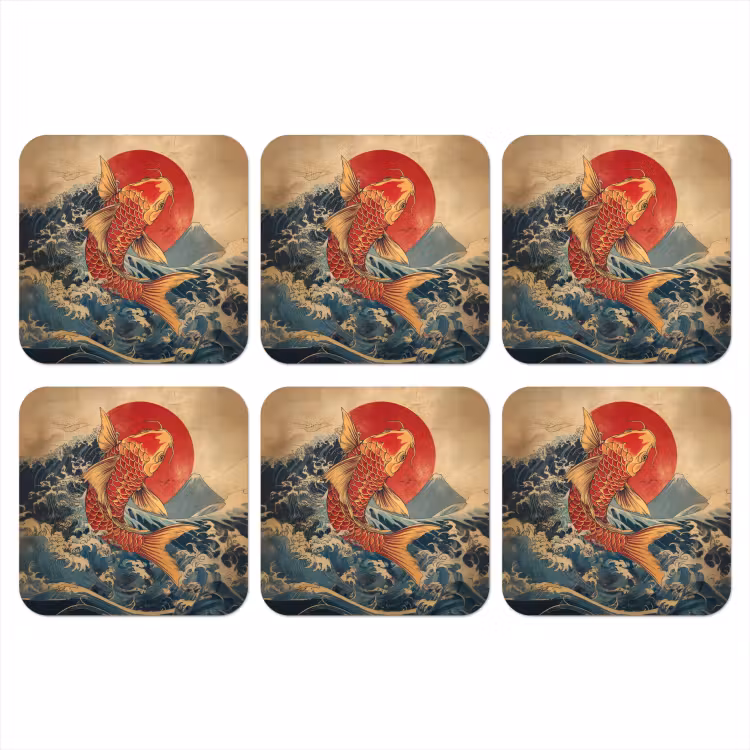 Onderzetter - Koi - Zee - Golven - Zon — 1