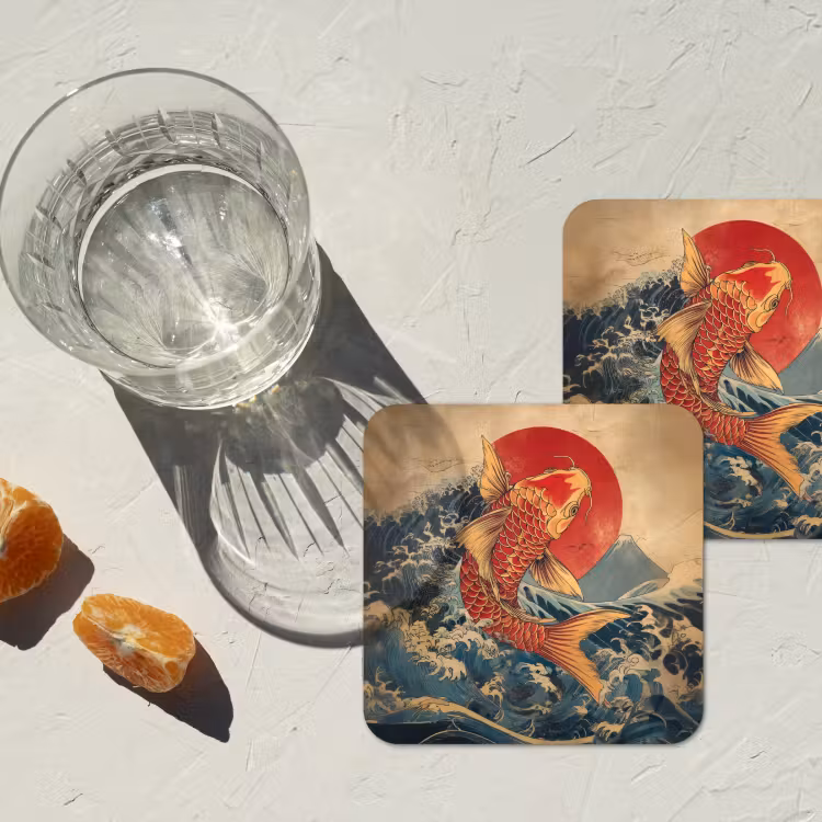 Onderzetter - Koi - Zee - Golven - Zon — 3