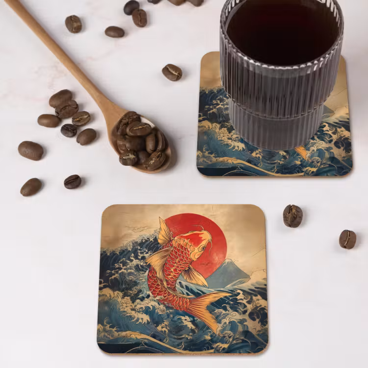 Onderzetter - Koi - Zee - Golven - Zon — 4
